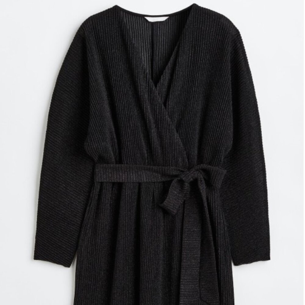 H&M - glittery wrap dress - black - size XS